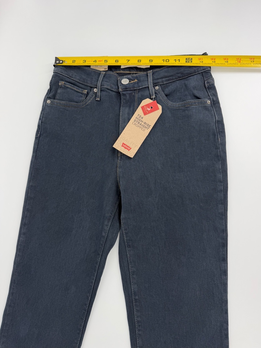 Levi’s 724 Jeans Womens 6 W28 High Rise Straight Cropped Black Raw Hem NWT - Picture 13 of 16